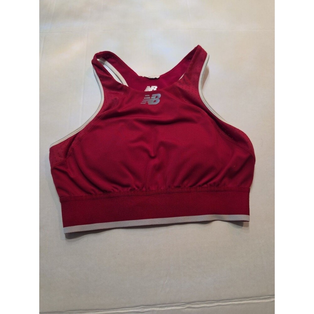 New Balance Dry Performance High-Neck Laser-Cut Training Bra Burgundy sz Small